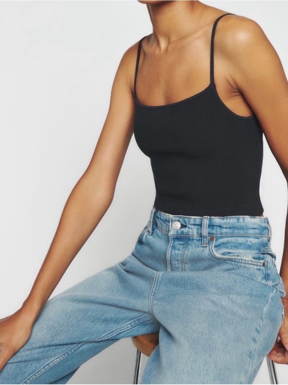 Reformation Black Ribbed Tank